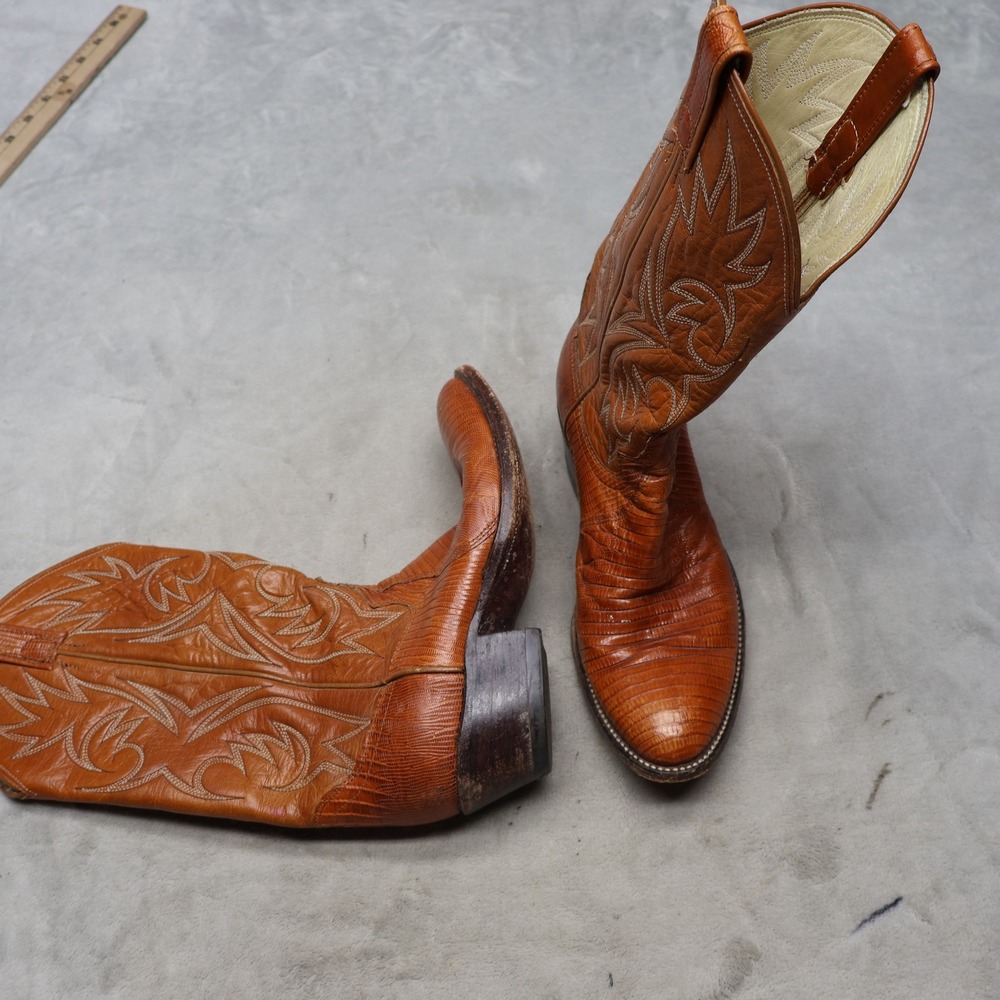 Dan Post Mens 7D Western Boots Brown Leather Pull-On Heeled Rodeo Cowboy Riding